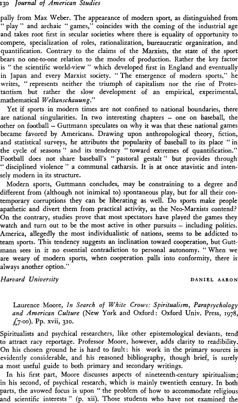 Laurence Moore, In Search of White Crows: Spiritualism, Parapsychology ...