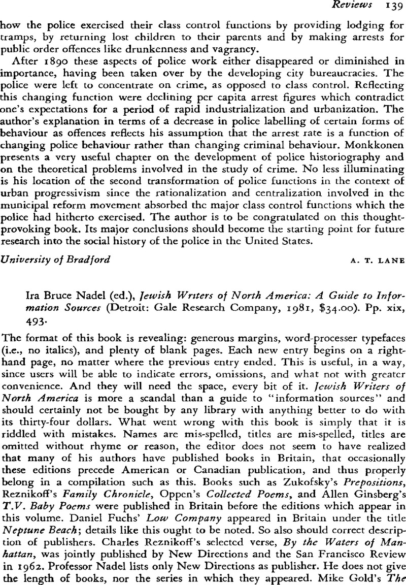 Ira Bruce Nadel (ed.), Jewish Writers of North America: A Guide to ...