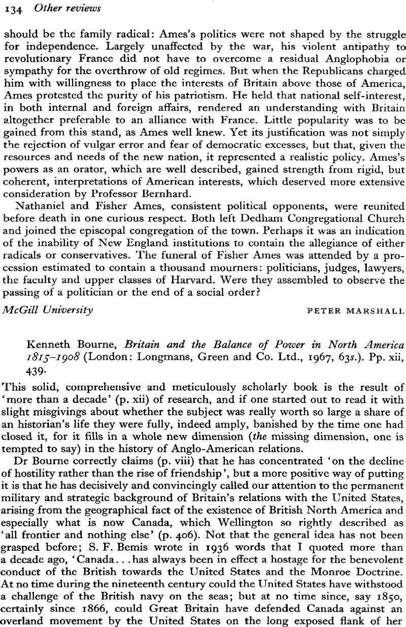 Kenneth Bourne, Britain and the Balance of Power in North America 1815 ...