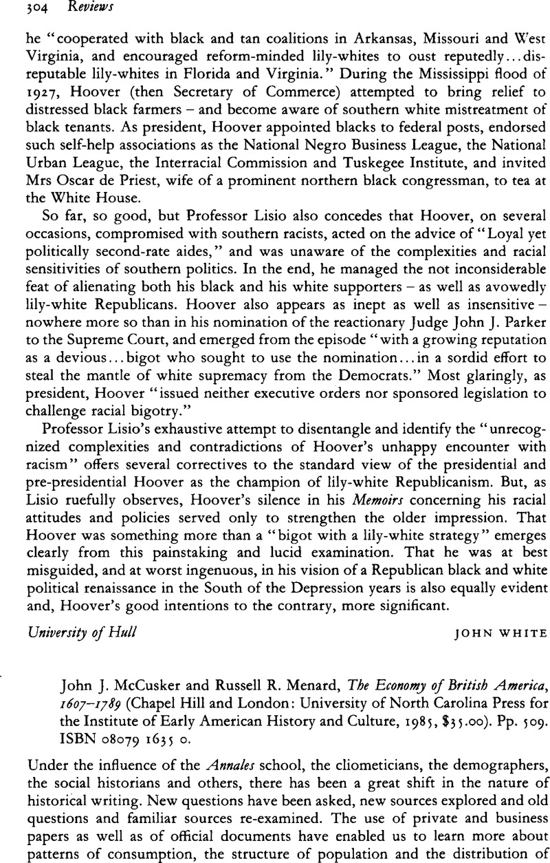 John J. McCusker and Russell R. Menard, The Economy of British America ...