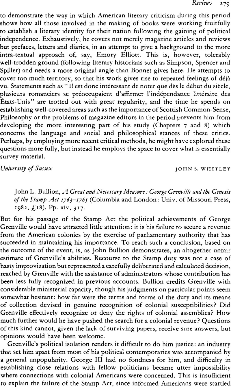 John L. Bullion, A Great and Necessary Measure: George Grenville and ...