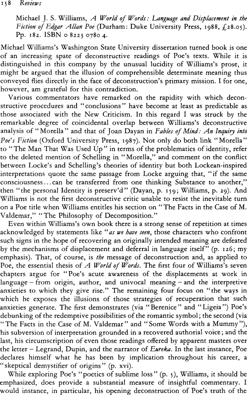 A World of Words: Language and Displacement in the Fiction of Edgar Allan Poe