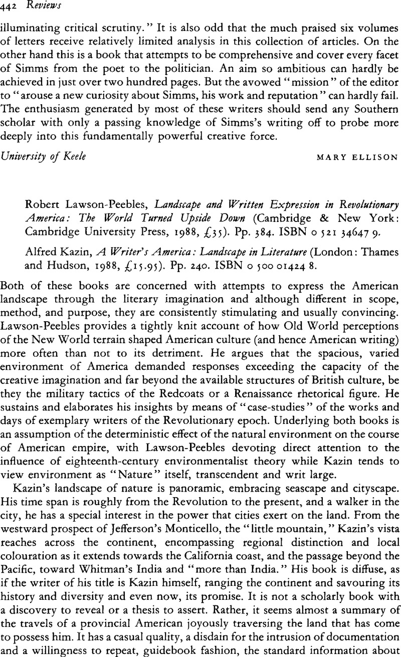 Robert Lawson-Peebles, Landscape And Written Expression In ...