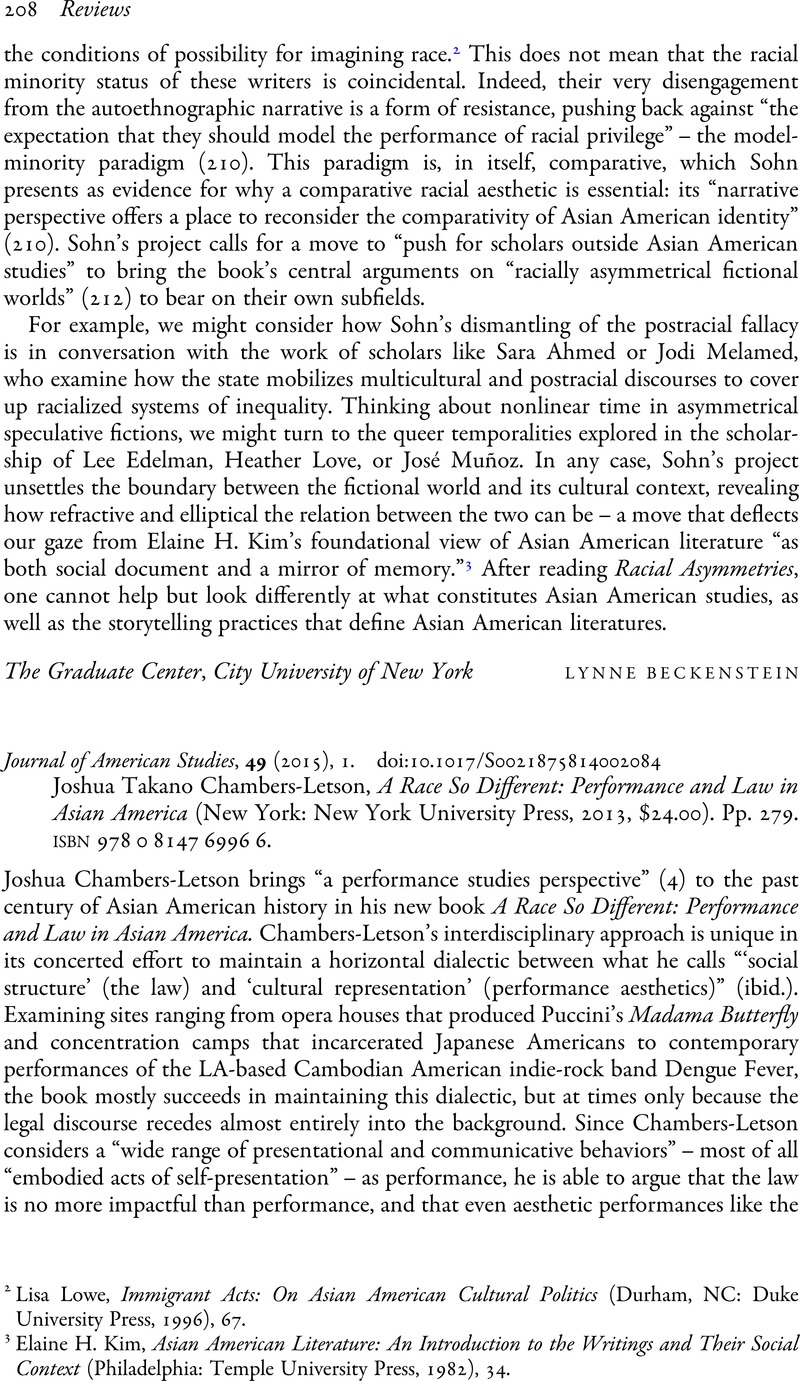 Joshua Takano Chambers-Letson, A Race So Different: Performance and Law ...