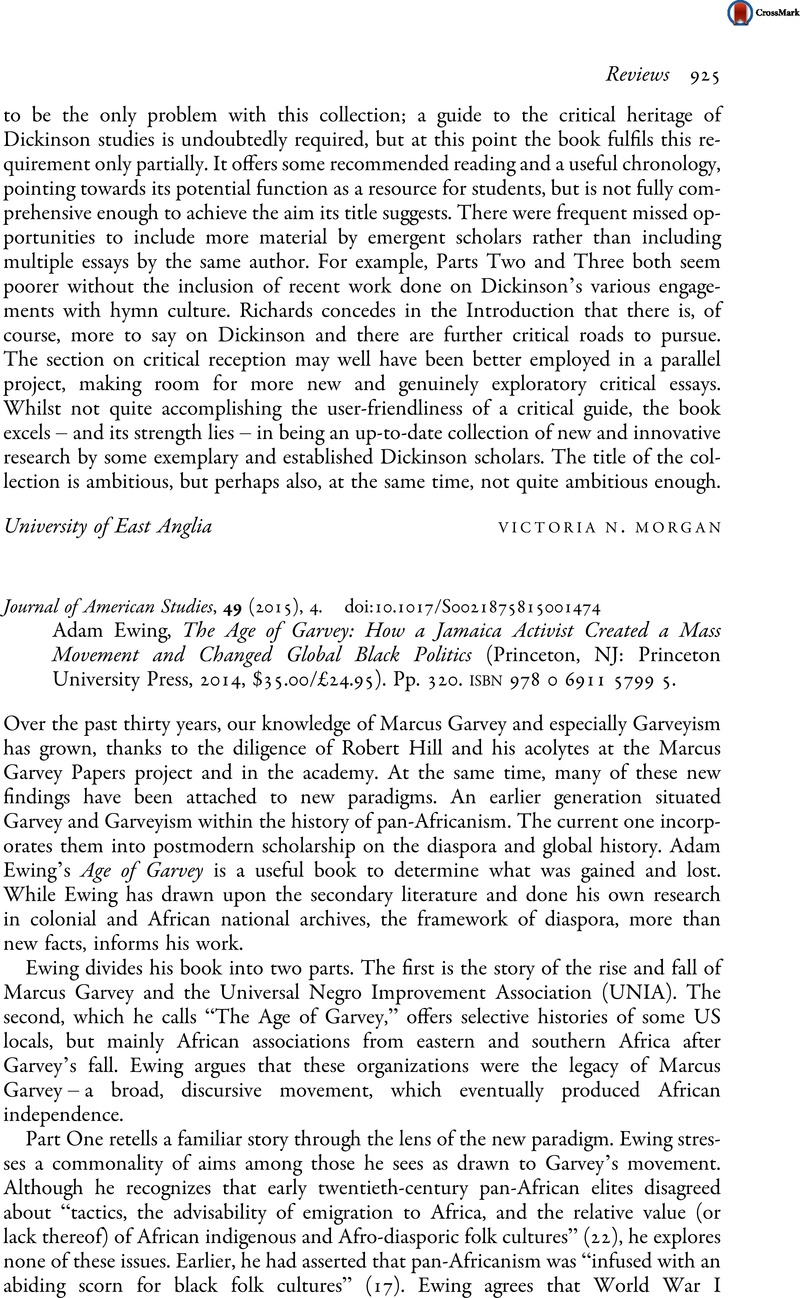 Adam Ewing, The Age of Garvey: How a Jamaica Activist Created a Mass ...