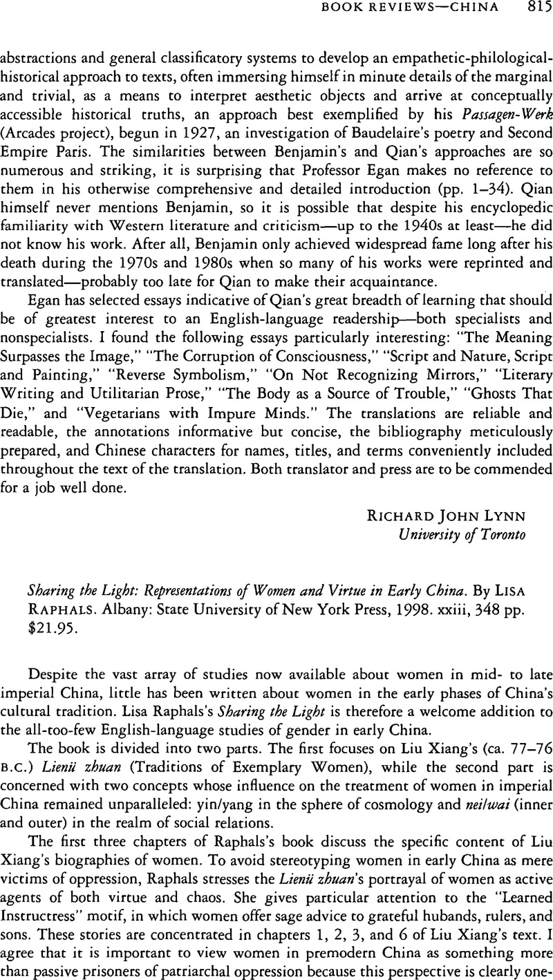 Sharing the Light: Representations of Women and Virtue in Early China ...