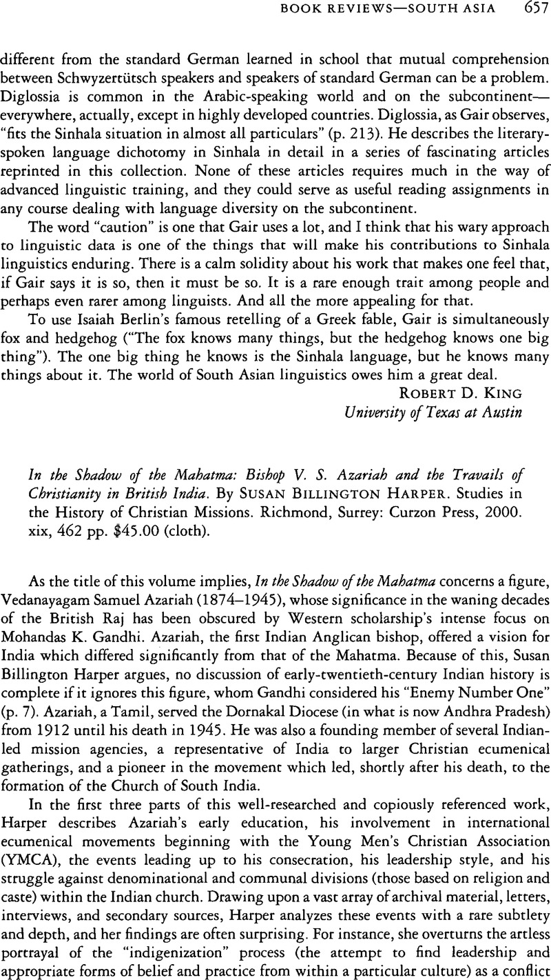 In the Shadow of the Mahatma: Bishop V. S. Azariah and the Travails of ...