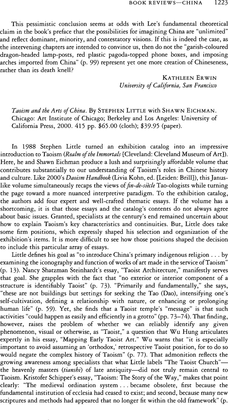 Taoism And The Arts Of China. By Stephen Little With Shawn Eichman 