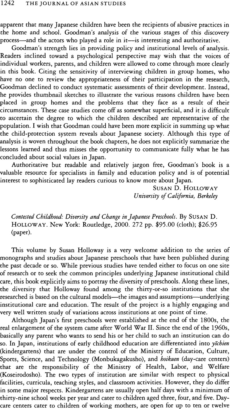 Contested Childhood: Diversity and Change in Japanese Preschools