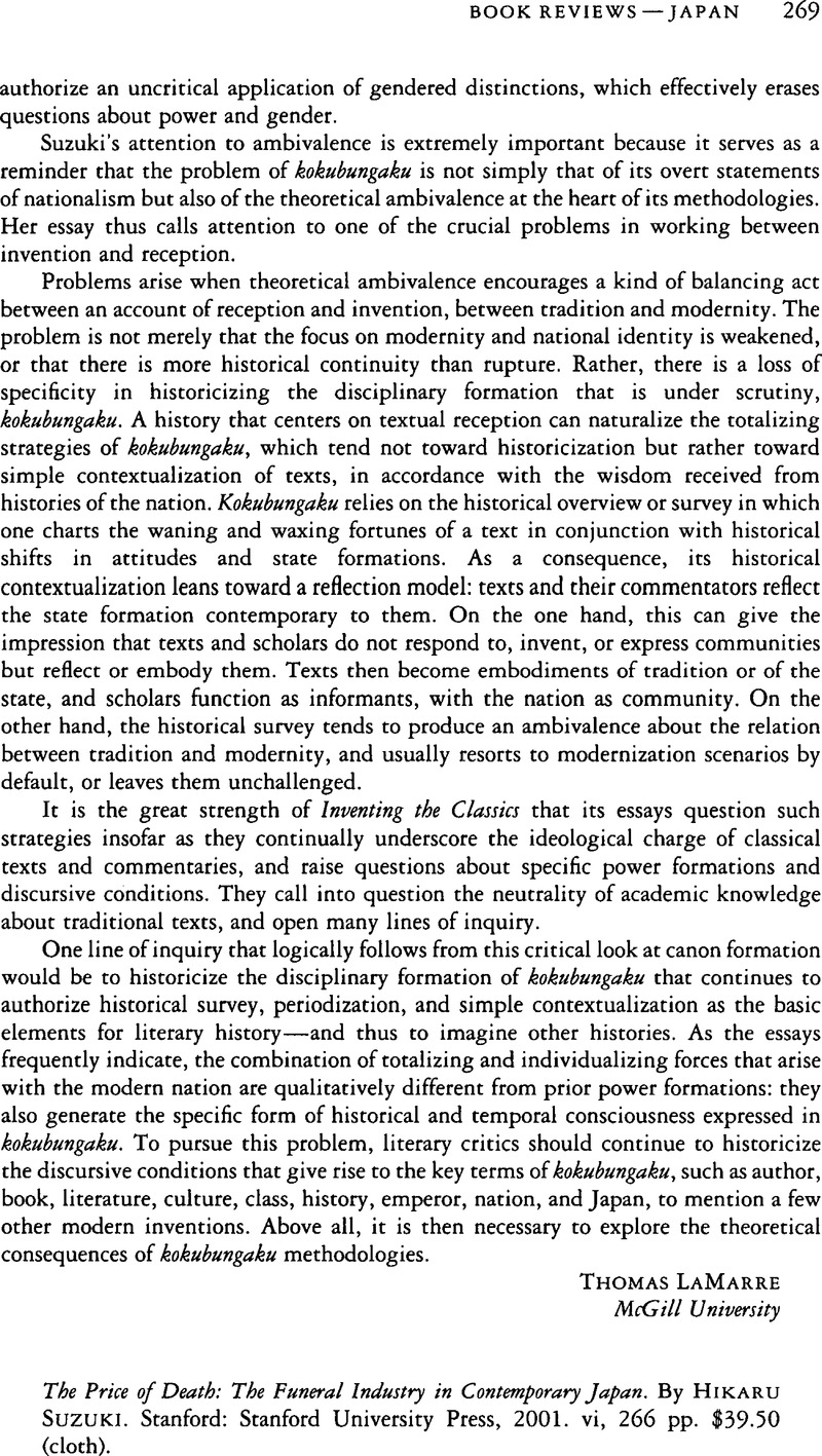 The Price of Death: The Funeral Industry in Contemporary Japan