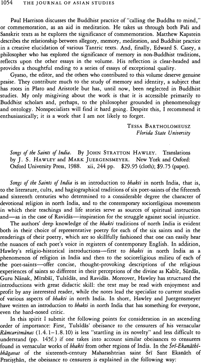 Songs Of The Saints Of India. By John Stratton Hawley. Translations By 