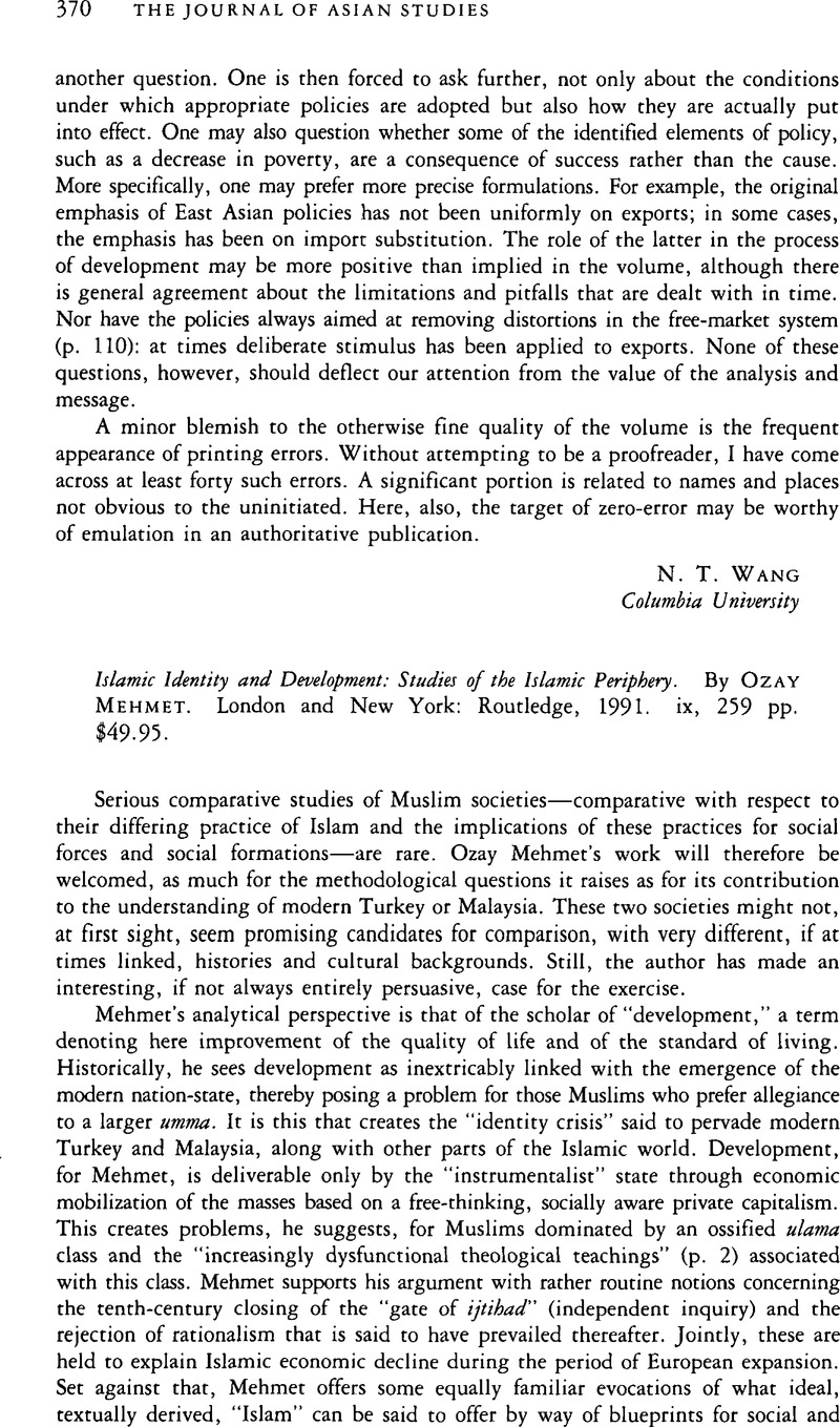 Islamic Identity and Development: Studies of the Islamic Periphery. By ...