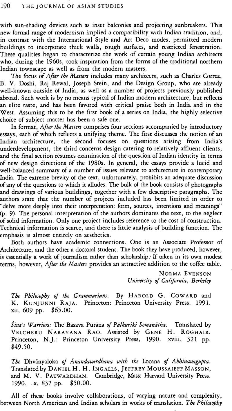 The Philosophy of the Grammarians. By Harold G. Coward and K. Kunjunni ...