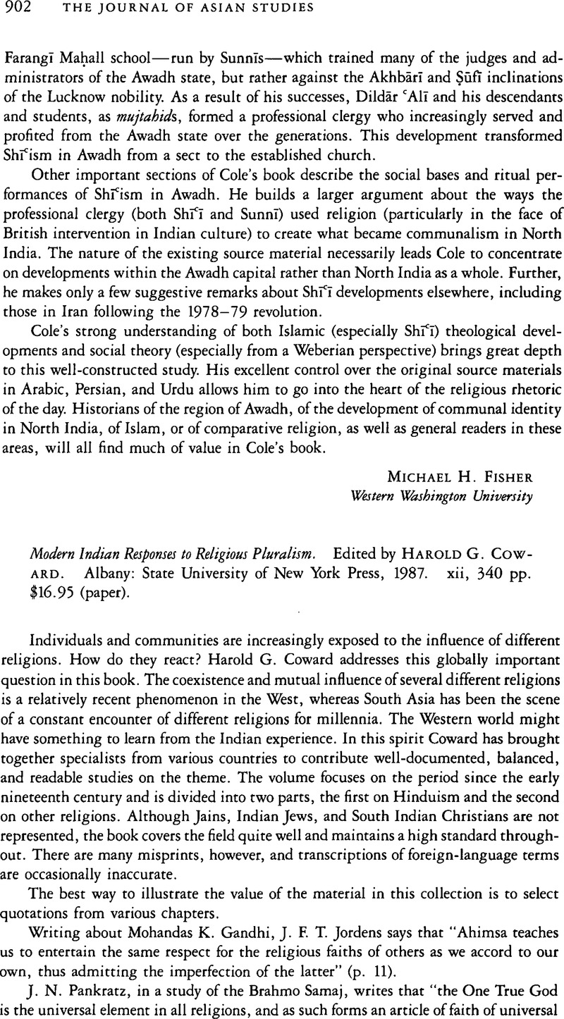 Modern Indian Responses to Religious Pluralism