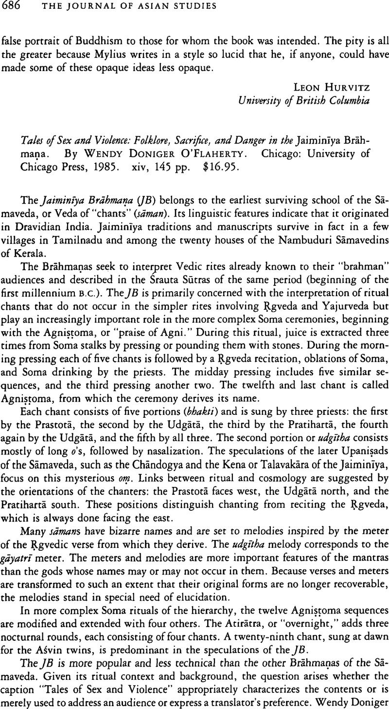 Tales Of Sex And Violence Folklore Sacrifice And Danger In The Jaiminīya Brāhmaṇa By Wendy 