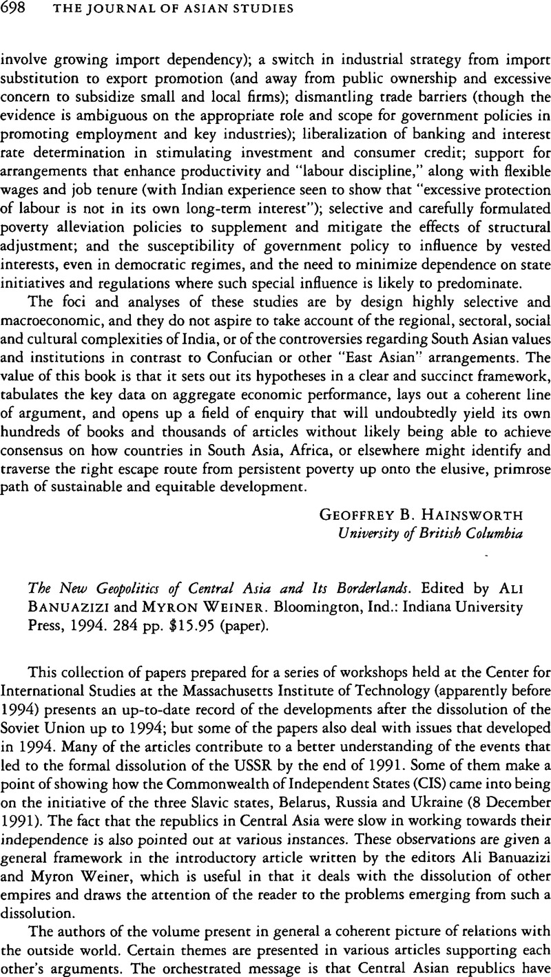 The New Geopolitics of Central Asia and Its Borderlands. Edited by Ali ...