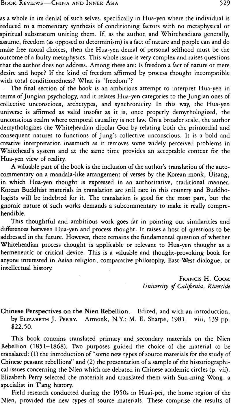 Chinese Perspectives on the Nien Rebellion. Edited, and with an ...