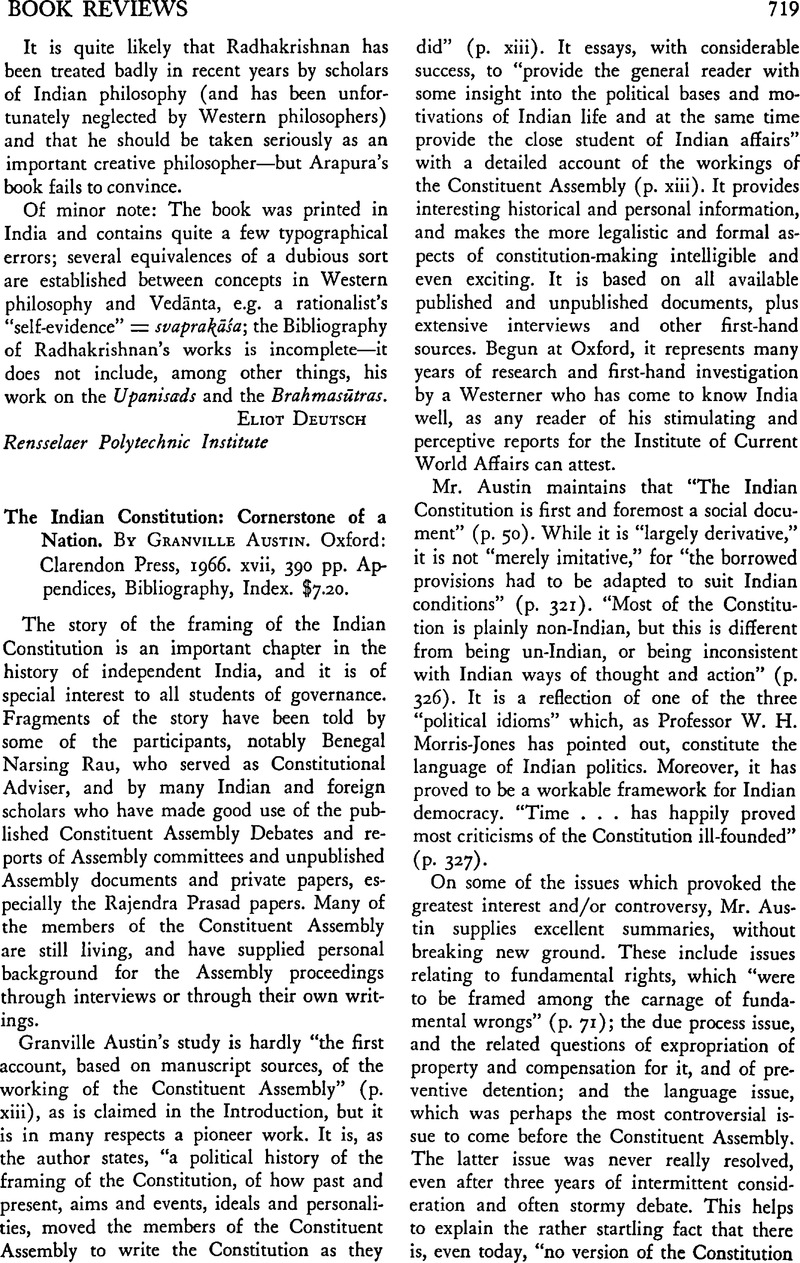 granville austin the indian constitution cornerstone of a nation