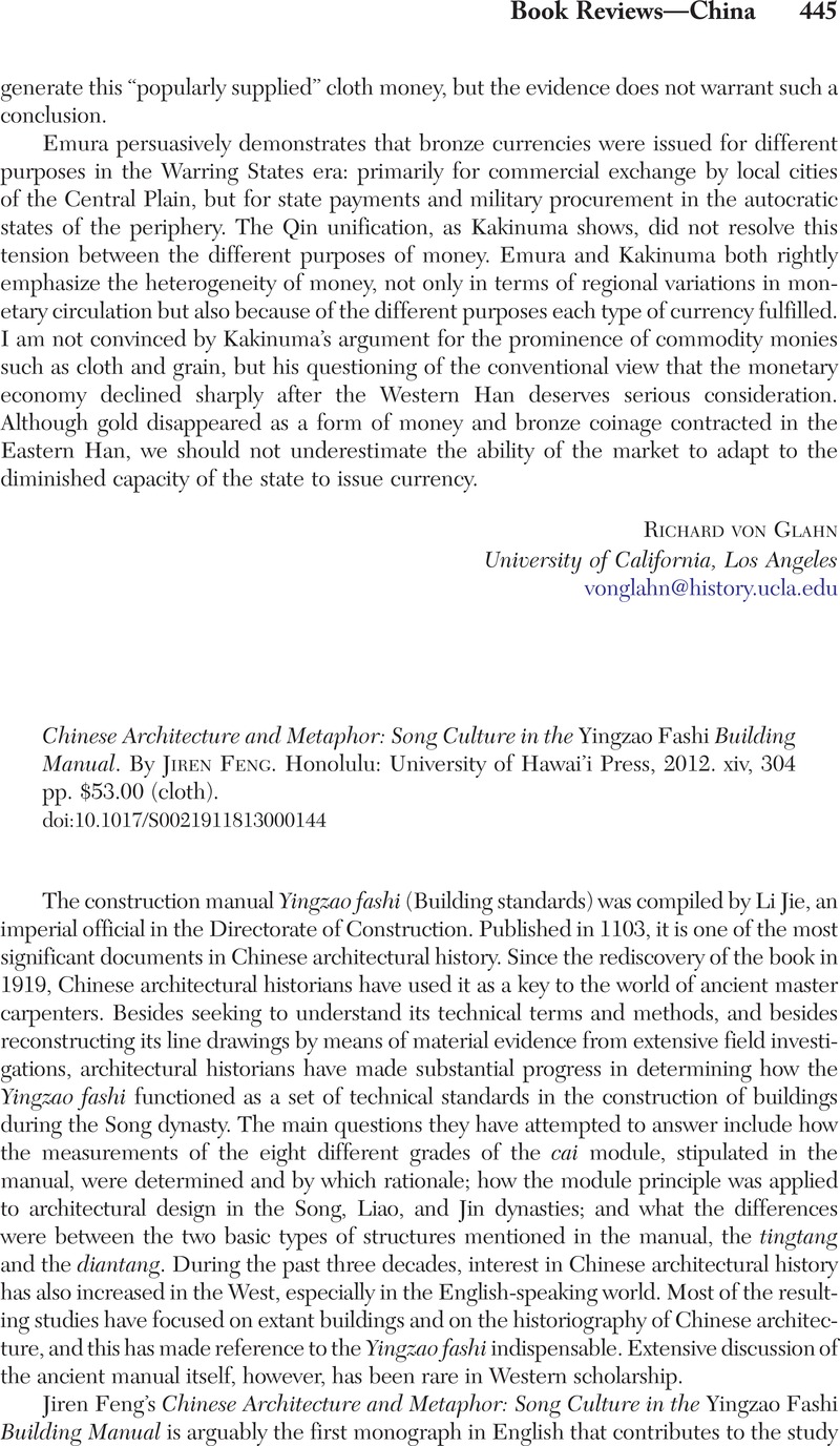 Chinese Architecture and Metaphor: Song Culture in the Yingzao Fashi Building Manual