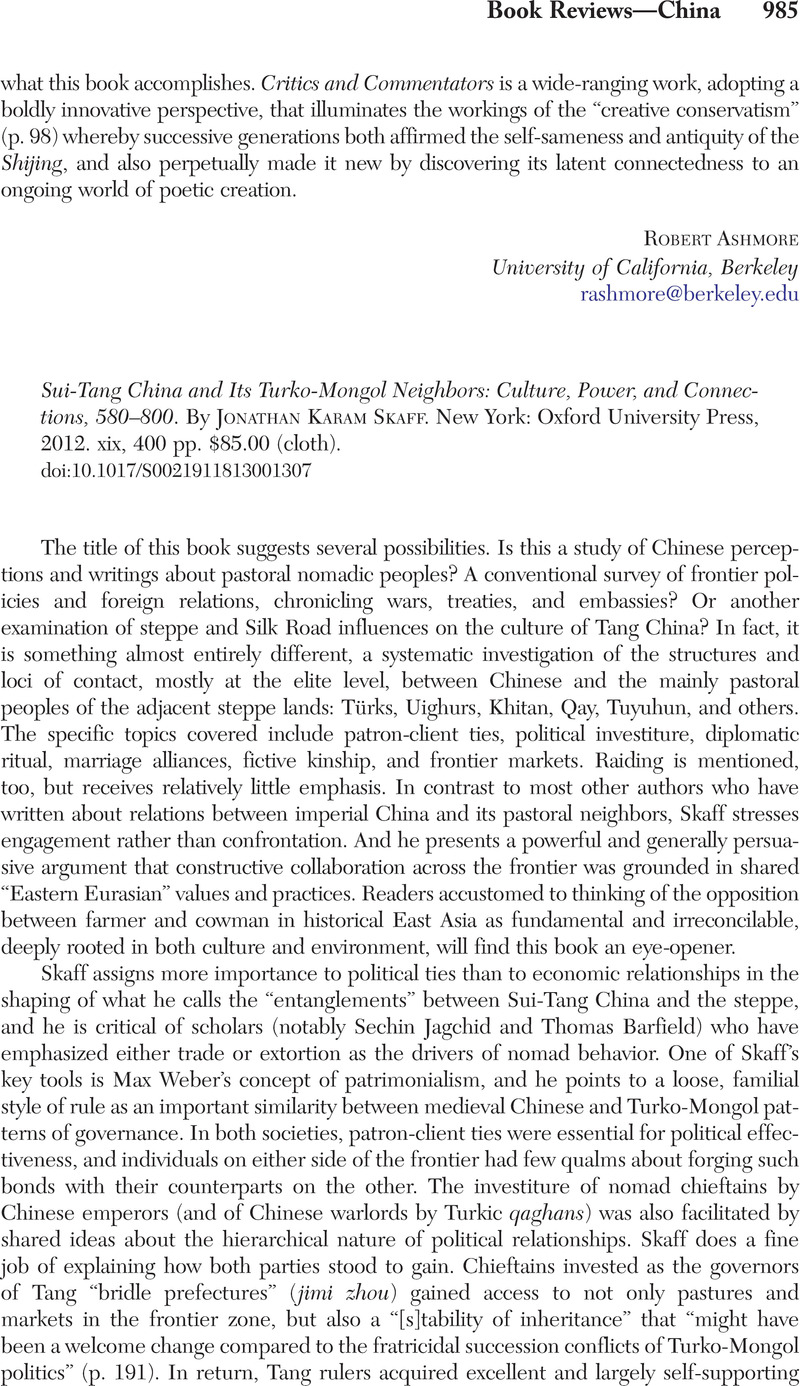 Sui-Tang China and its Turko-Mongol neighbors : culture, power and connections, 580-800