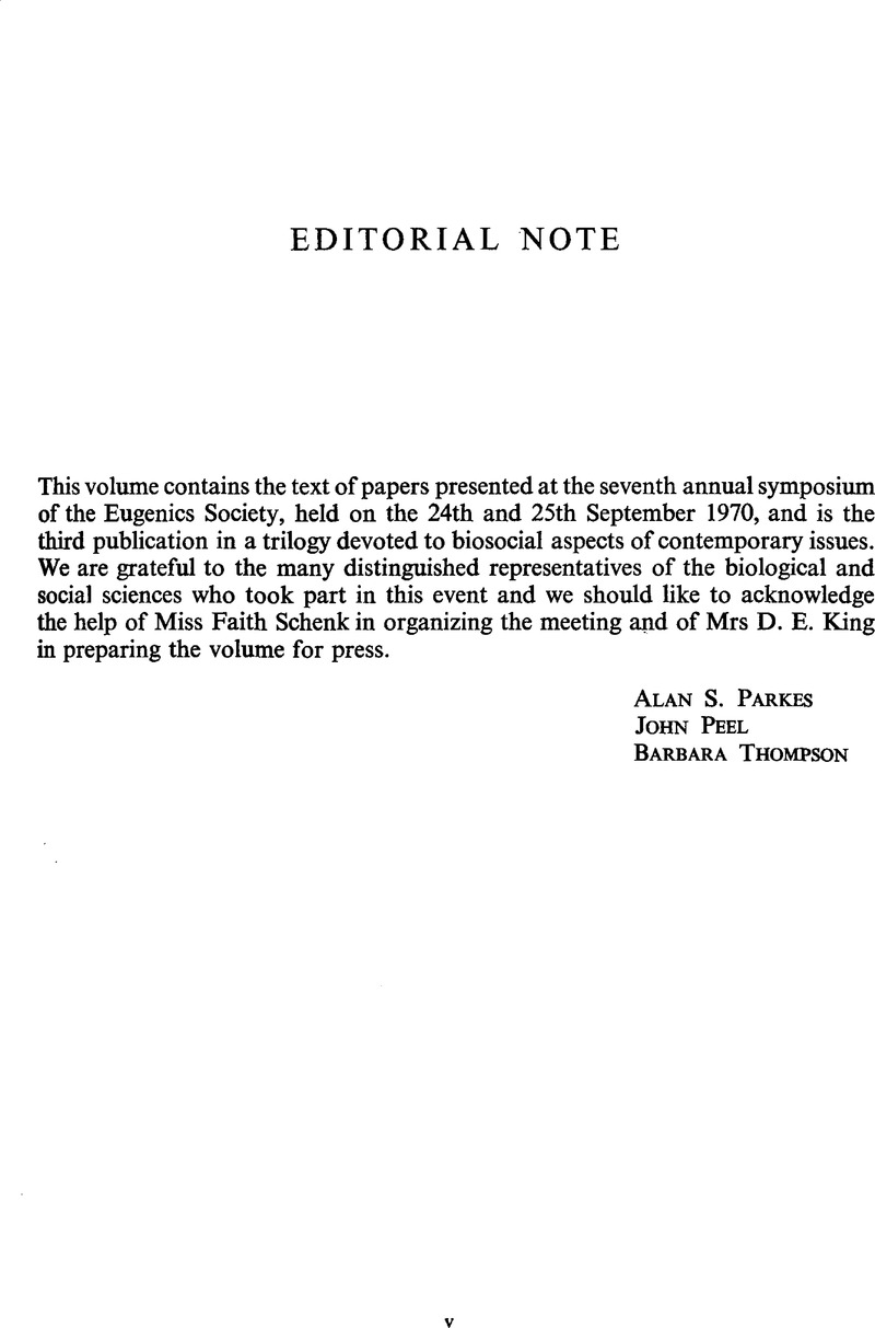 Editorial Note | Journal of Biosocial Science | Cambridge Core