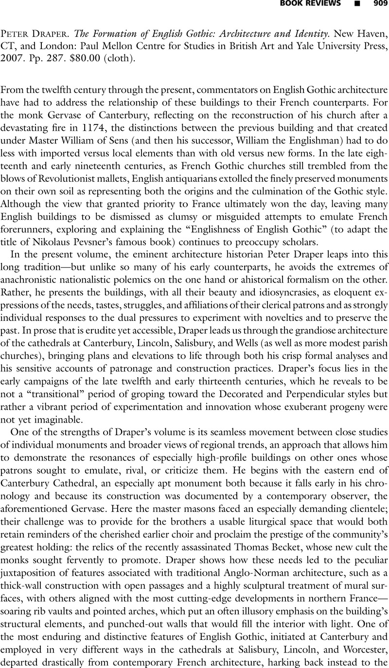 Peter Draper Peter Draper. The Formation of English Gothic: Architecture and ...