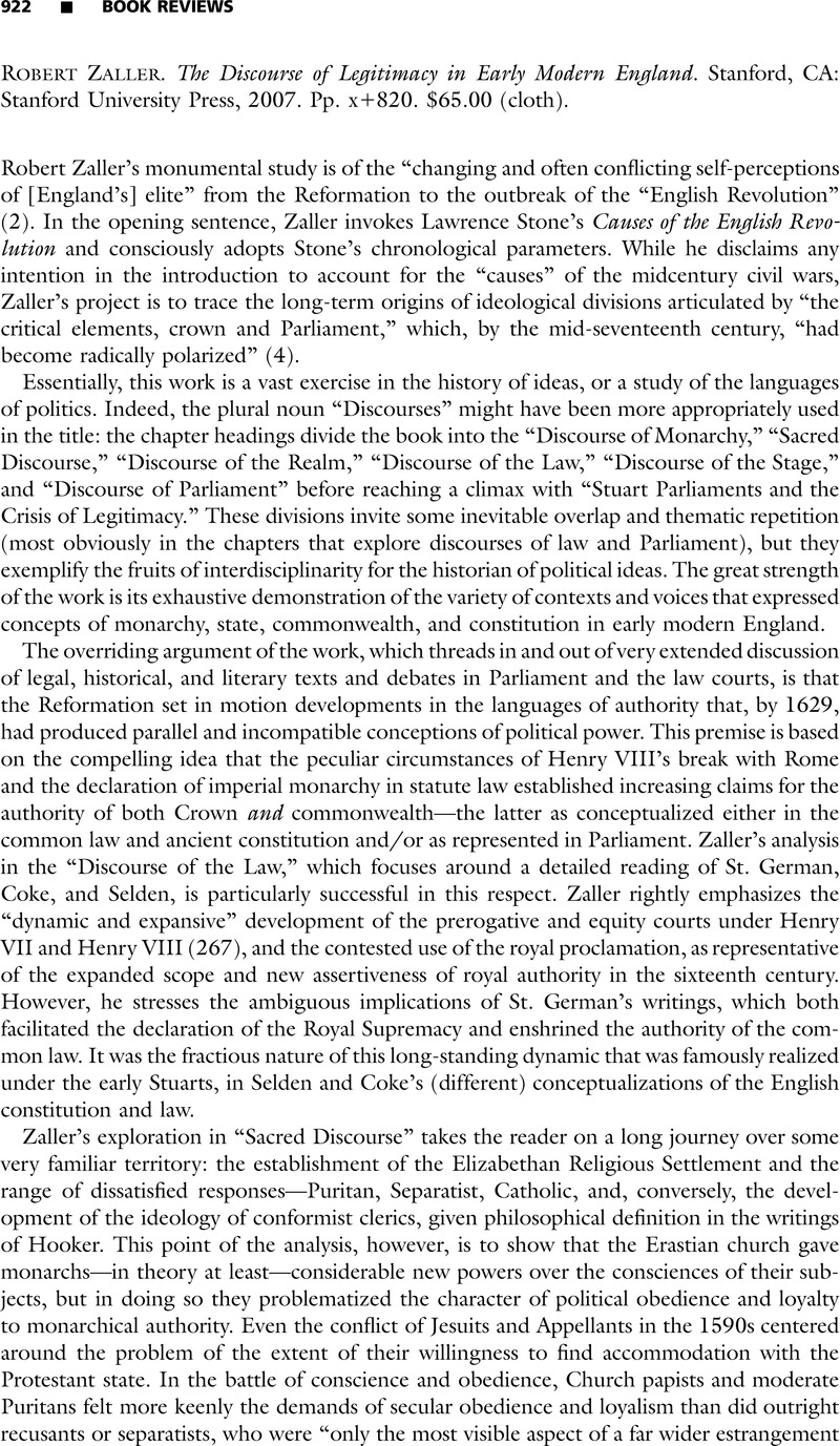 Robert Zaller. The Discourse of Legitimacy in Early Modern England ...