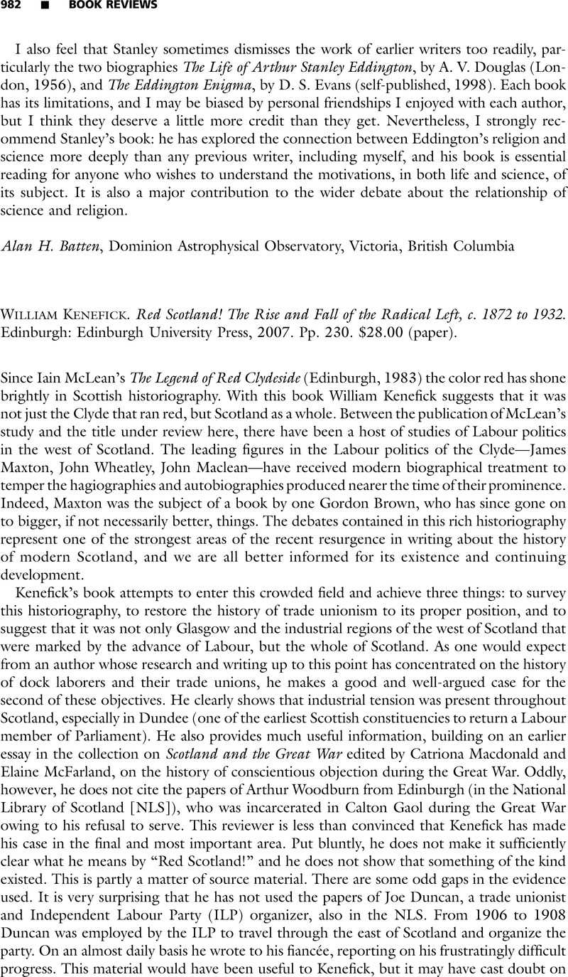 William Kenefick. Red Scotland! The Rise and Fall of the Radical Left ...