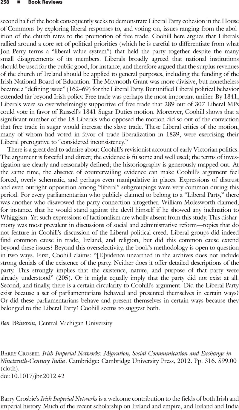 Barry Crosbie. Irish Imperial Networks: Migration, Social Communication 