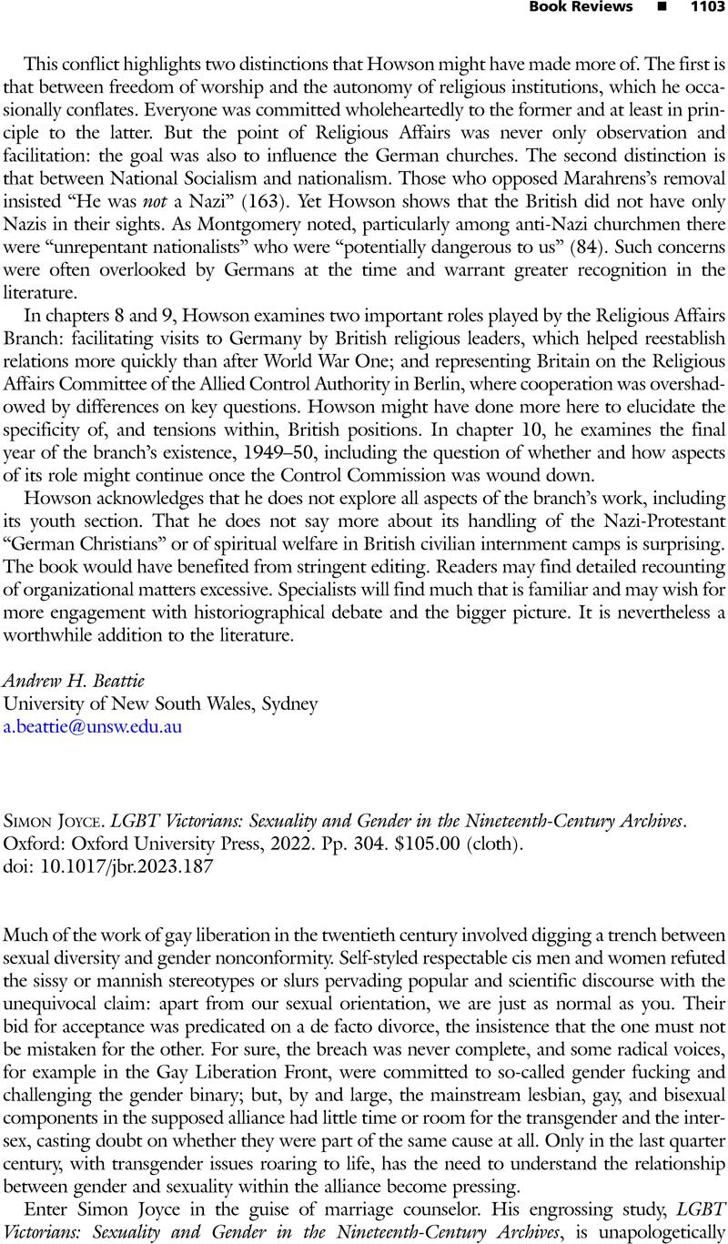 Simon Joyce. LGBT Victorians: Sexuality and Gender in the Nineteenth ...