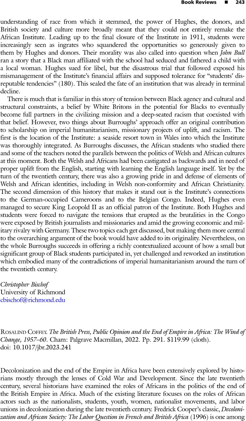 Rosalind Coffey. The British Press, Public Opinion and the End of ...