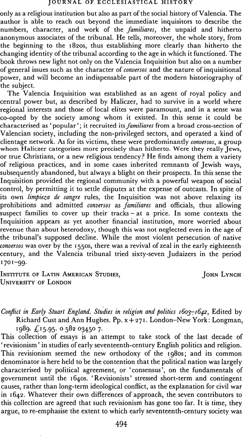 Conflict in Early Stuart England. Studies in religion and politics 1603 ...