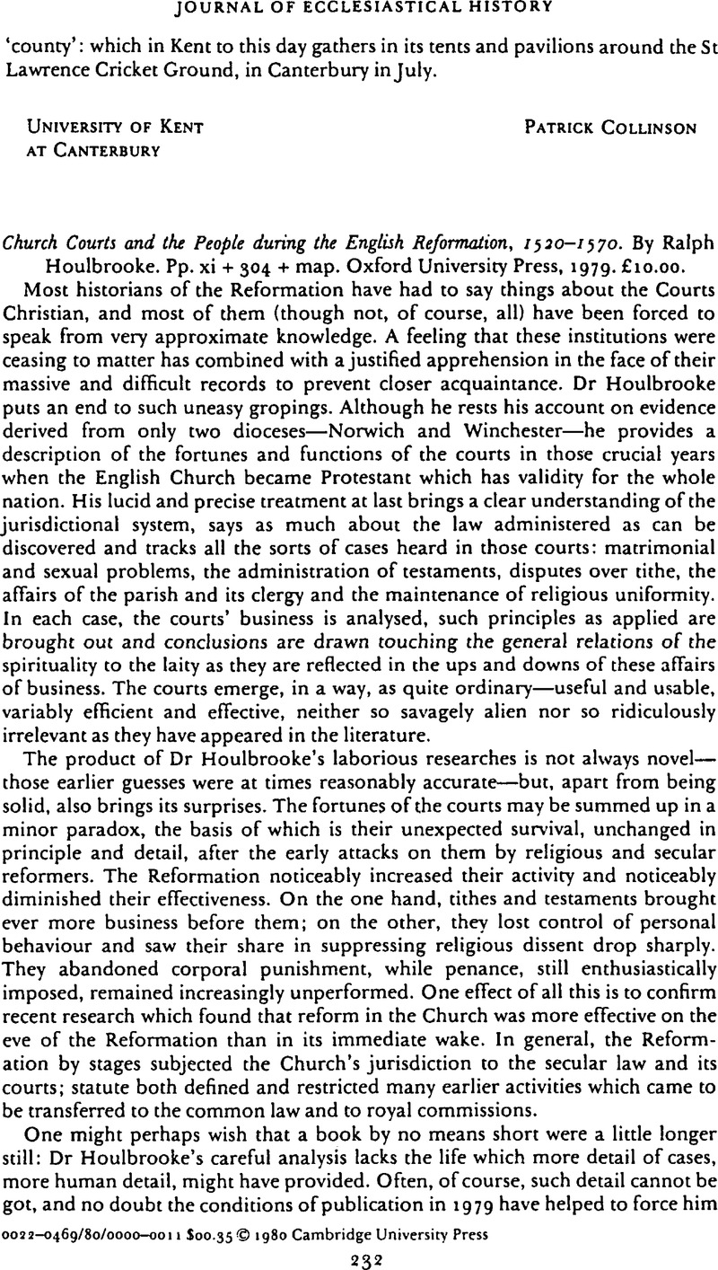 Church Courts and the People during the English Reformation, 1520–1570 ...