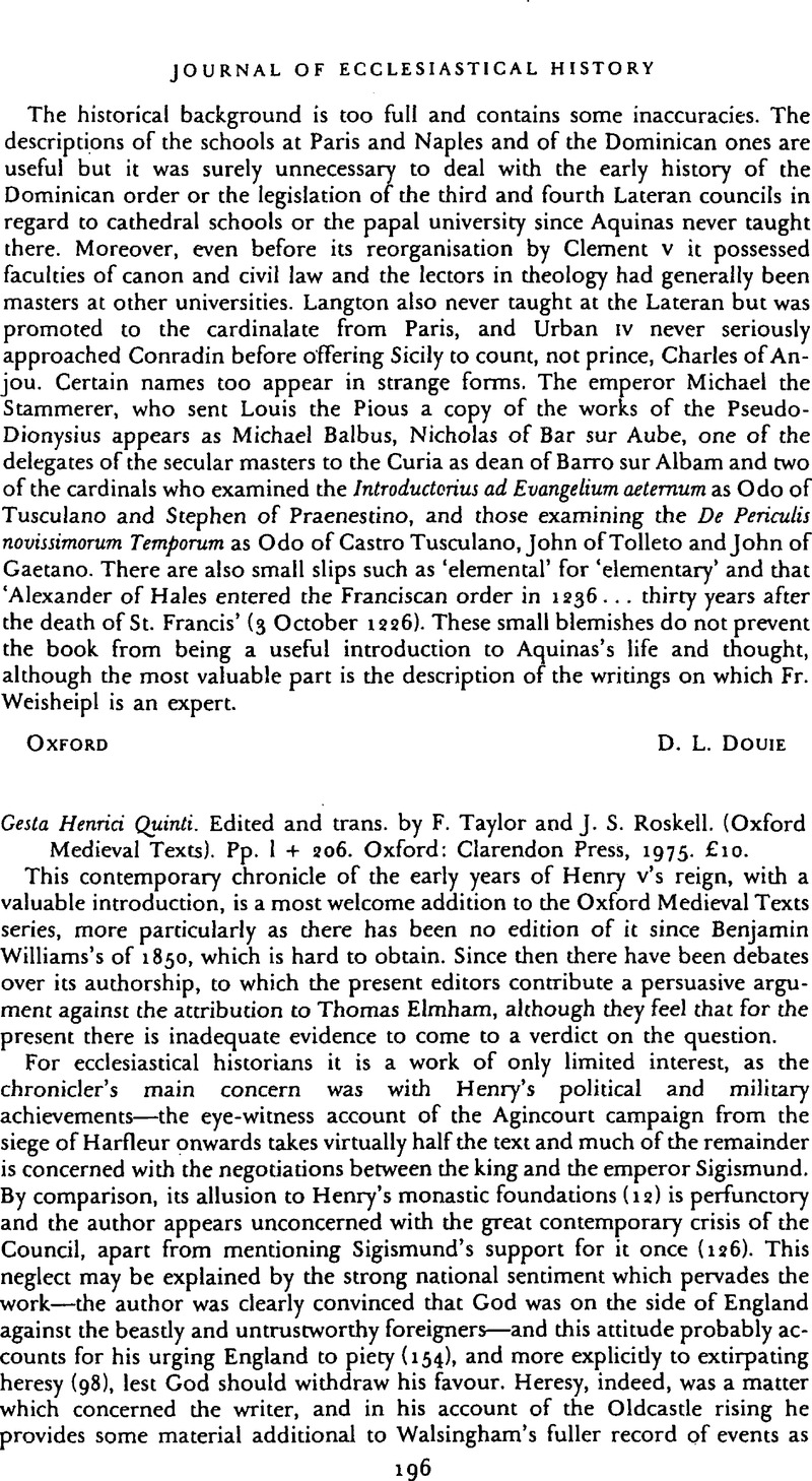 Gesta Henrici Quinti. Edited and trans, by F. Taylor and J. S. Roskell ...