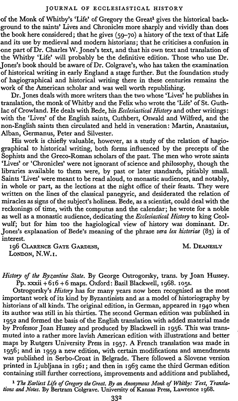 History of the Byzantine State. By George Ostrogorsky, trans. by Joan ...