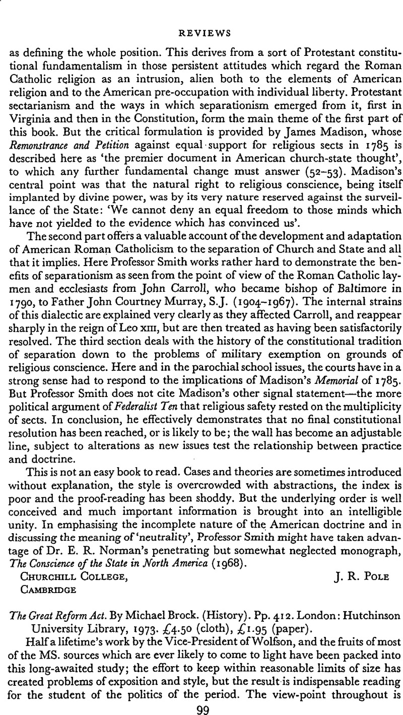 The Great Reform Act. By Michael Brock. (History). Pp. 412. London ...