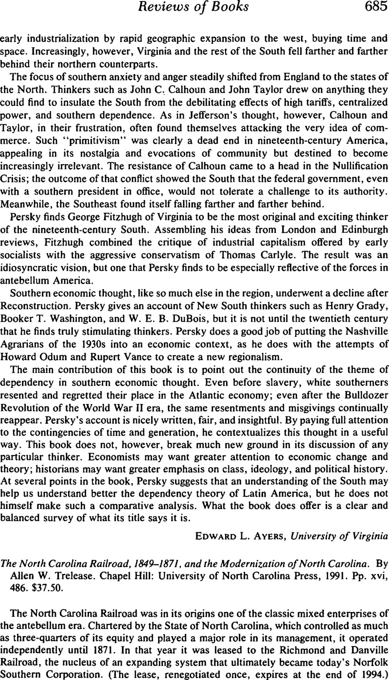 The North Carolina Railroad, 1849–1871, and the Modernization of North ...