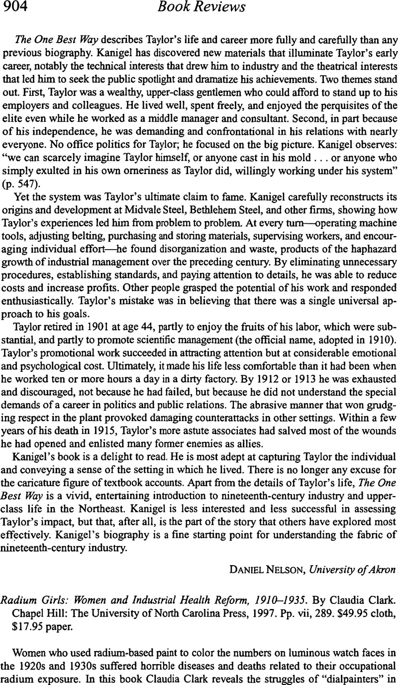 Radium girls, women and industrial health reform: 1910-1935