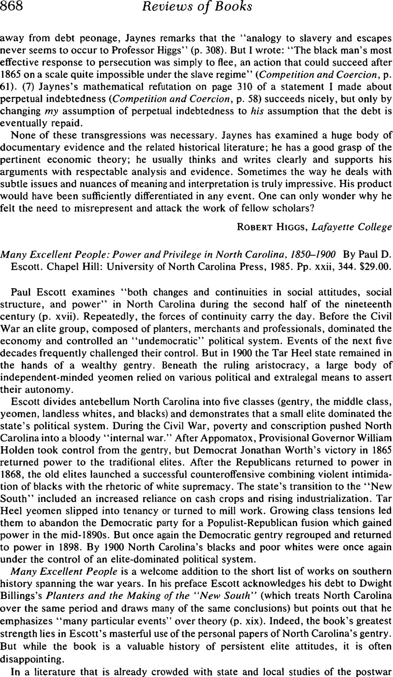 Many Excellent People: Power And Privilege In North Carolina, 1850–1900 