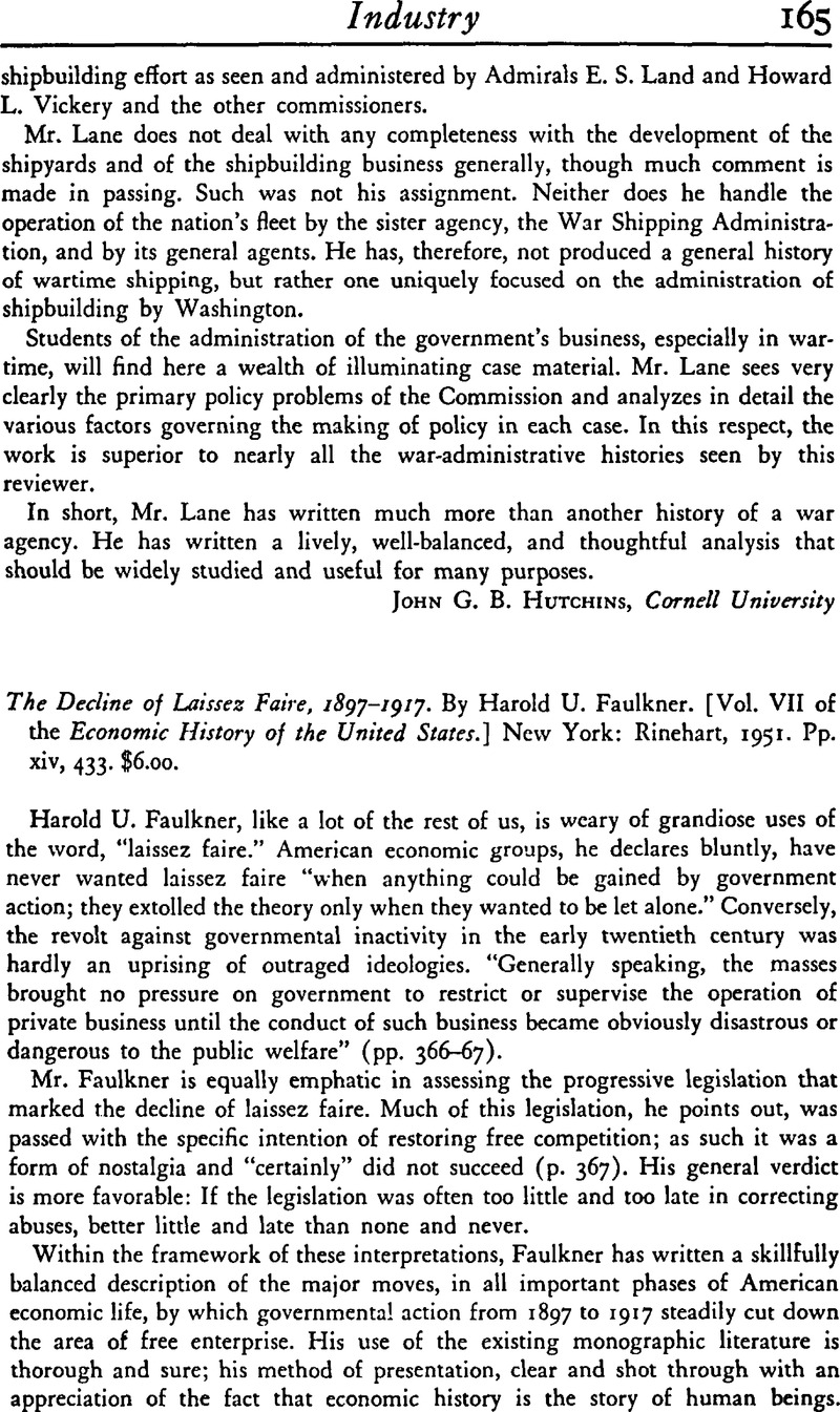 The Decline Of Laissez Faire, 1897–1917. By Harold U. Faulkner. [vol 