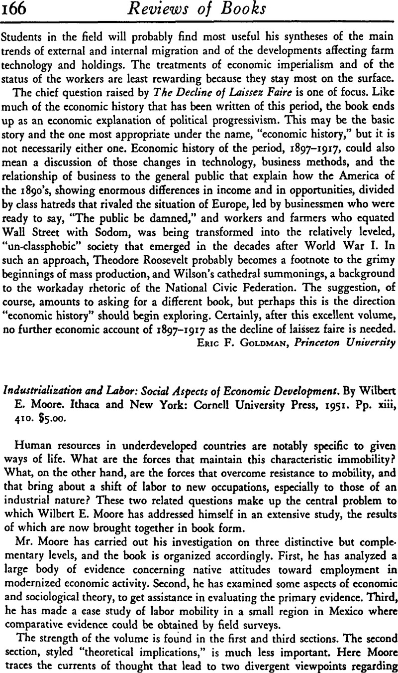 Industrialization and Labor: Social Aspects of Economic Development. By ...