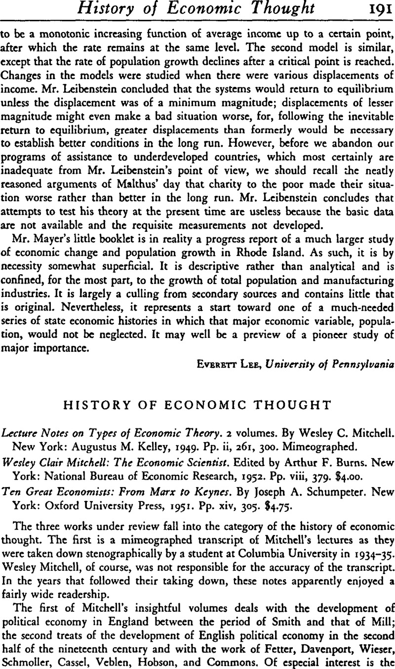 history of economic thought essay