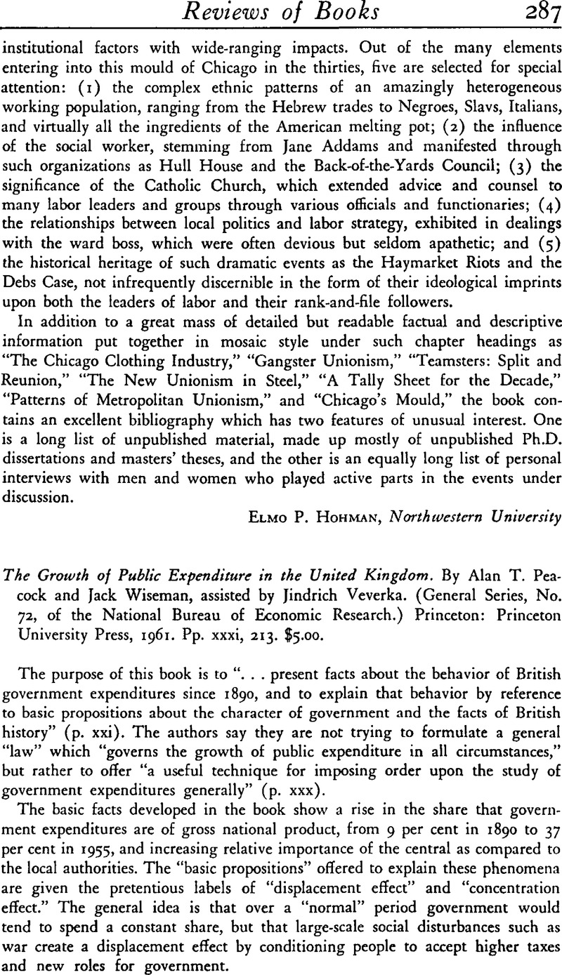 The Growth of Public Expenditure in the United Kingdom. By Alan T ...