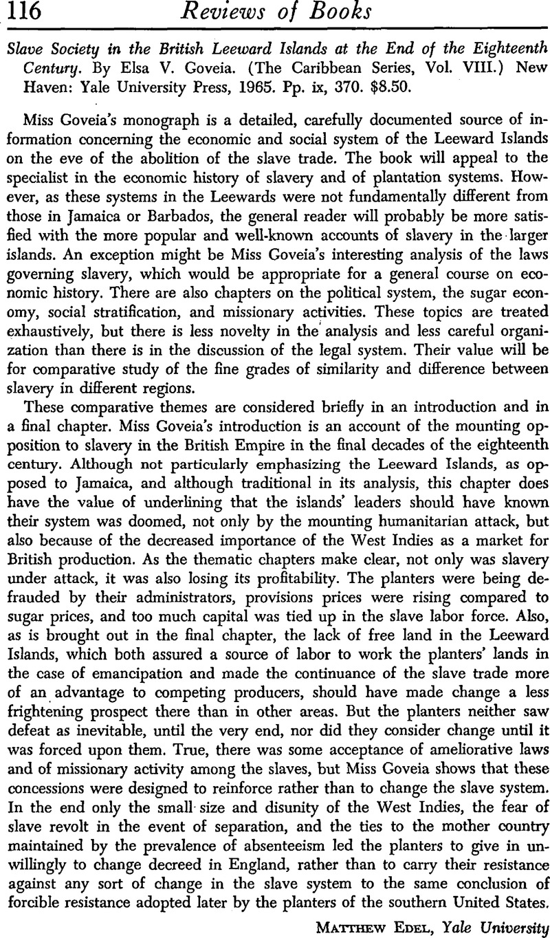 Slave Society in the British Leeward Islands at the End of the ...