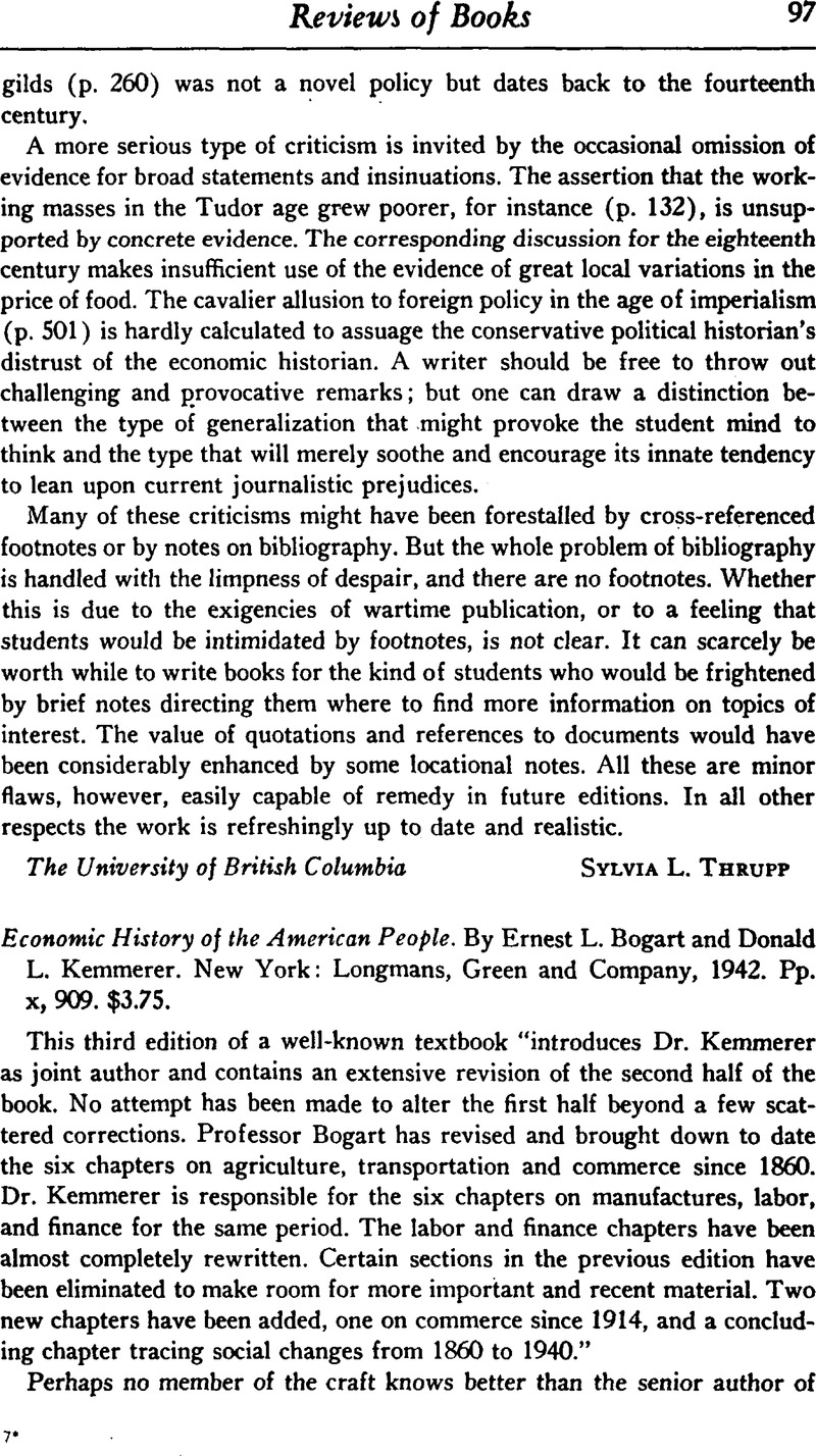 Economic History of the American People. By Ernest L. Bogart and Donald ...