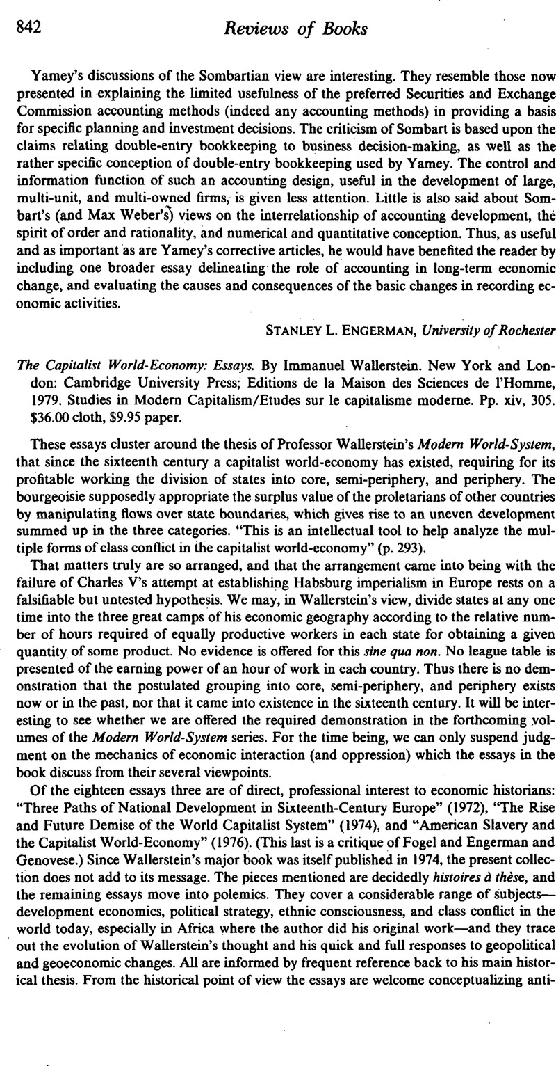 capitalist world economy essays immanuel wallerstein