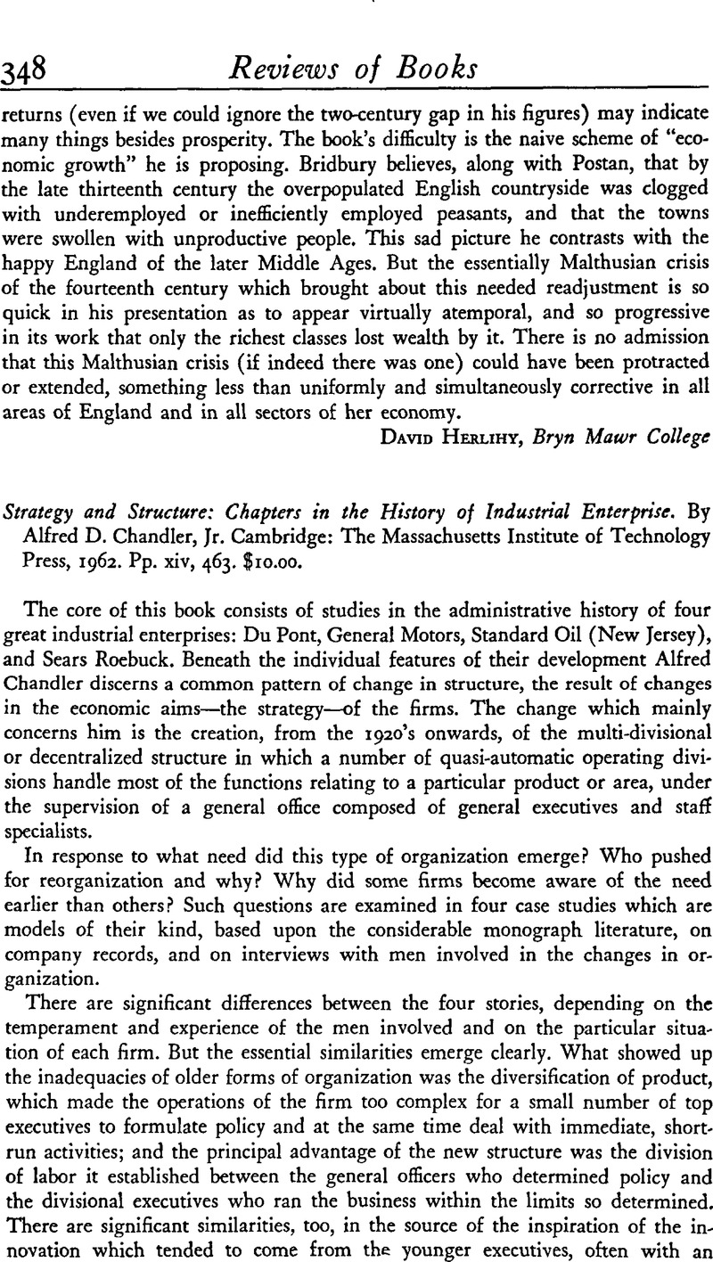 Strategy and Structure Chapters in the History of Industrial