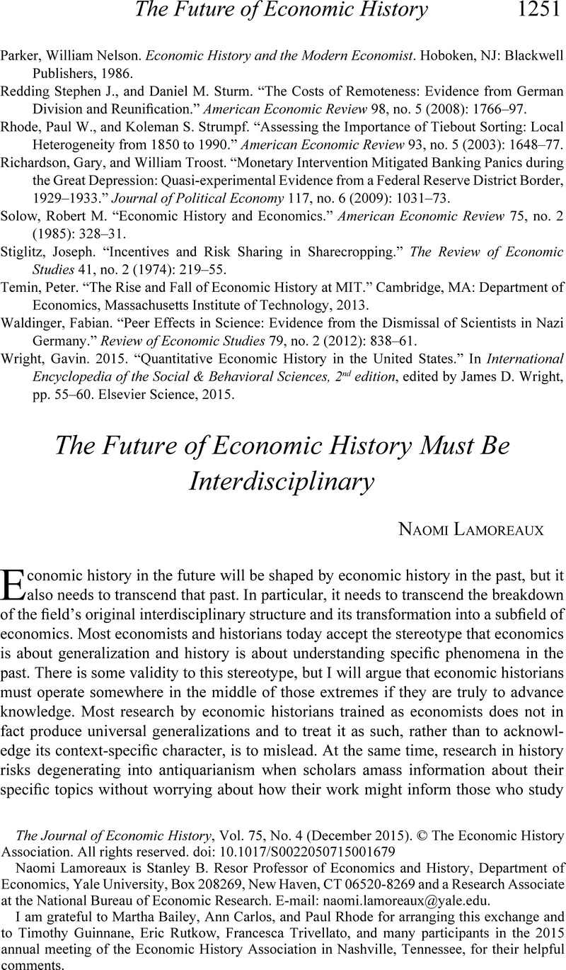 research about economic history
