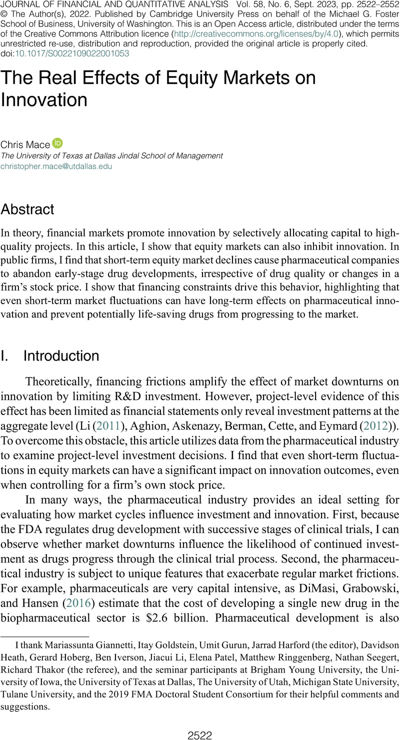 research topics for equity market