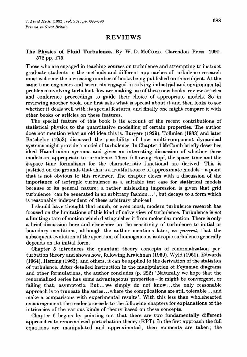 The Physics of Fluid Turbulence. By W. D. McCOMB. Clarendon Press, 1990.  572 pp. £75. | Journal of Fluid Mechanics | Cambridge Core